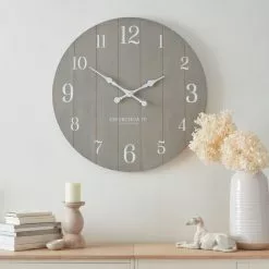 clocks Sales Store 27 Churchgate Distressed Wooden 80cm Clock Grey