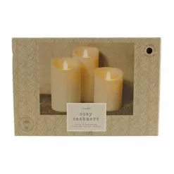 Dunelm Set Of 3 Cosy Cashmere LED Candles -clocks Sales Store 30779641 alt03