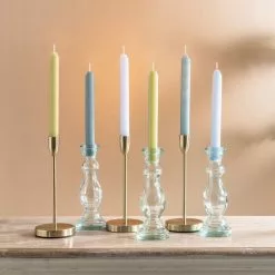 Dunelm Pack Of 6 Dinner Candles Blues And Greens