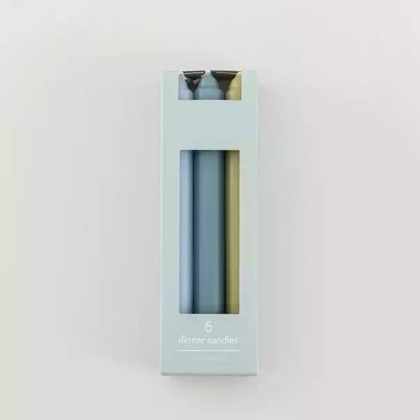 Dunelm Pack Of 6 Dinner Candles Blues And Greens 2 Dunelm Pack Of 6 Dinner Candles Blues And Greens - Image 2