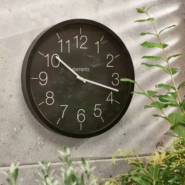 Indoor Outdoor Elements Black Clock 41cm 1 Indoor Outdoor Elements Black Clock 41cm