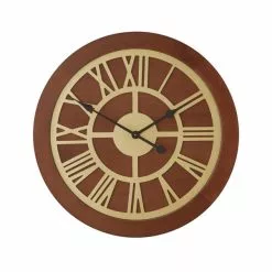 Dunelm Wooden Clock Walnut Gold 60cm -clocks Sales Store 30792012 alt02