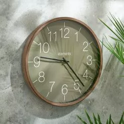 Indoor Outdoor Elements Olive Walnut Clock 41cm
