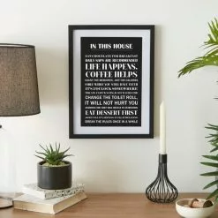 Dunelm House Rules Framed Print