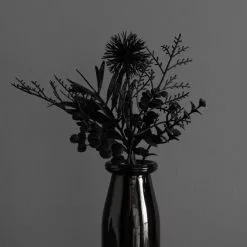 Dunelm Black Floral Arrangement In Glass 26cm -clocks Sales Store 30796536 alt02