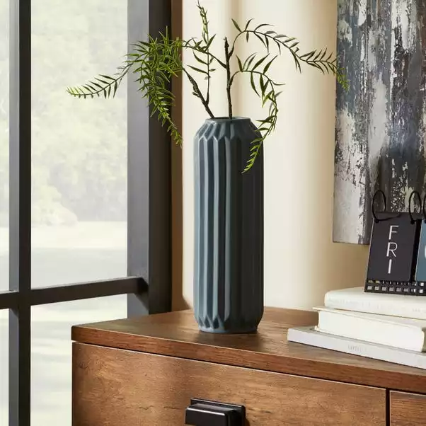 Dunelm Fluted Vase 25cm Pacific 1 Dunelm Fluted Vase 25cm Pacific