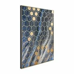 Pacific Lifestyle Black Marble Canvas Print With Gold Geo Pattern -clocks Sales Store 30803455 alt02
