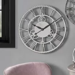 Pacific Lifestyle Shiny Nickel Cog Design Wall Clock 61cm