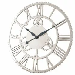 Pacific Lifestyle Shiny Nickel Cog Design Wall Clock 61cm -clocks Sales Store 30803493 alt02