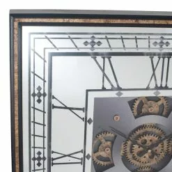 Pacific Lifestyle Antique Gold Wood & Mirror Square Working Cog Wall Clock 60cm -clocks Sales Store 30803497 alt02
