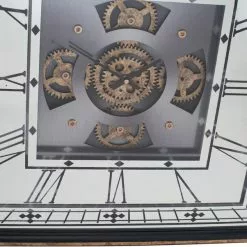 Pacific Lifestyle Antique Gold Wood & Mirror Square Working Cog Wall Clock 60cm -clocks Sales Store 30803497 alt03