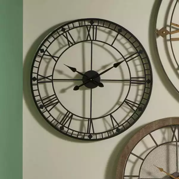 Pacific Lifestyle Black Metal Skeleton Wall Clock 80cm 1 Pacific Lifestyle Black Metal Skeleton Wall Clock 80cm