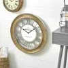 Pacific Lifestyle Polished Nickel & Mango Wood Round Wall Clock 58cm