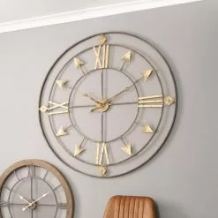 clocks Sales Store 25 Pacific Lifestyle Antique Grey & Gold Large Wall Clock 120cm