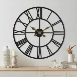Dunelm Skeleton Antique Brass Effect Wall Clock 70cm