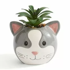 Dunelm Grey Cat Plant Pot