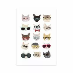East End Prints Cats In Glasses Print