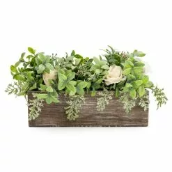 Dunelm White Rose With Green Leaves In A Box