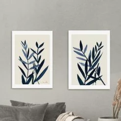 Set Of 2 East End Prints Blue Plant Prints